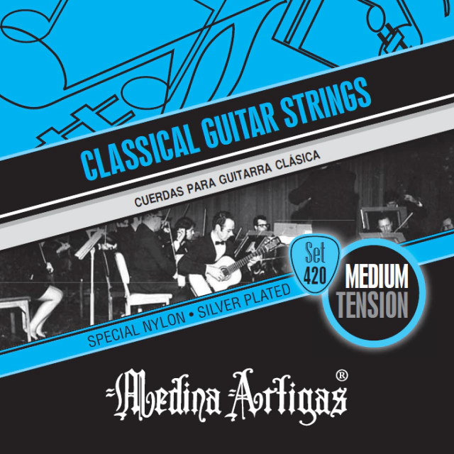 Cuerdas para guitarra clásica marca Medina Artigas, tensión media