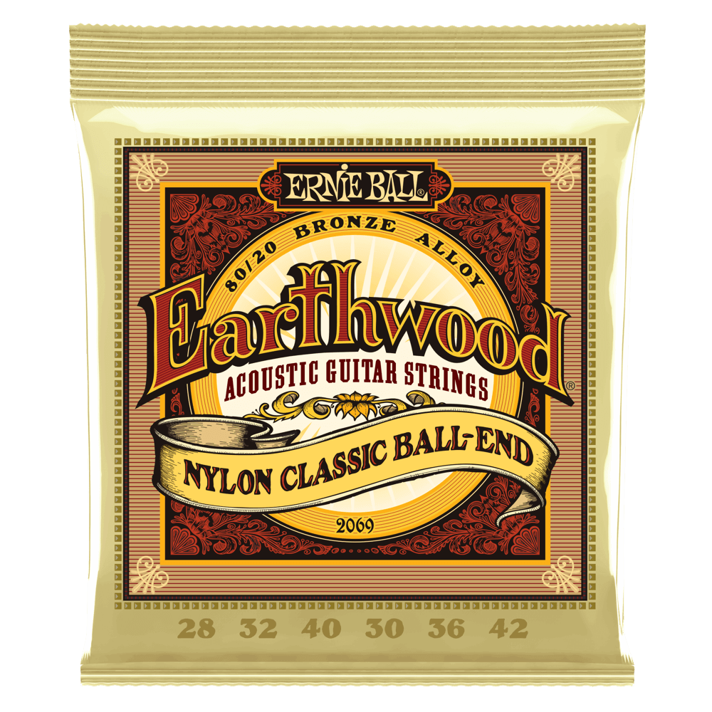 Cuerdas para guitarra clásica marca Ernie Ball, con borla, tensión media