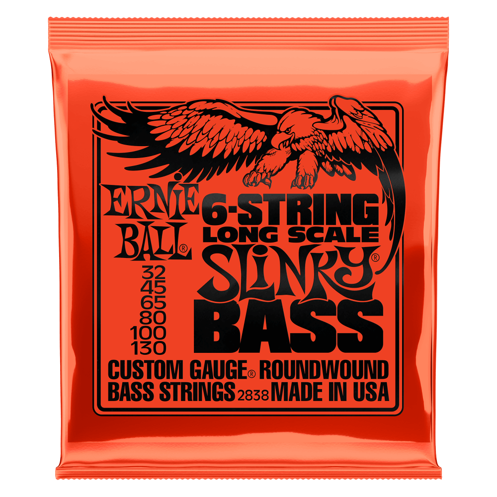 Cuerdas para bajo eléctrico de 6 cuerdas marca Ernie Ball, calibre 32-130