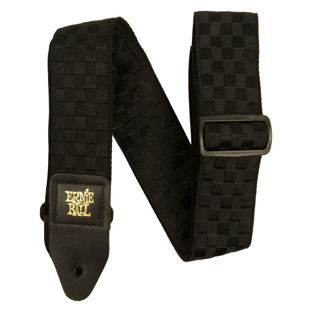 Cincho para guitarra, bajo y regionales marca Ernie Ball serie Jacquard, diseño Black Checkers