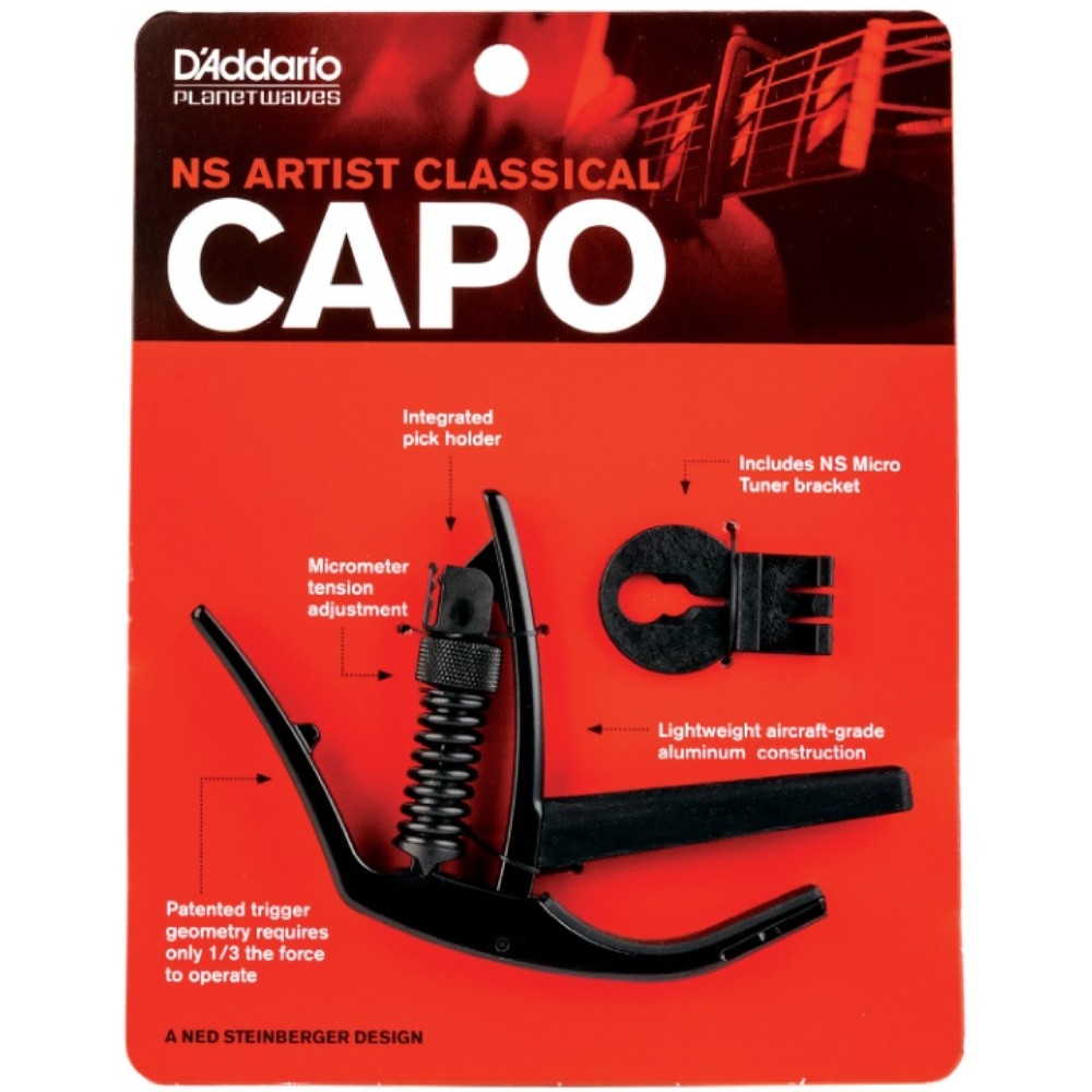 Capodastro para guitarra marca Daddario, color negro