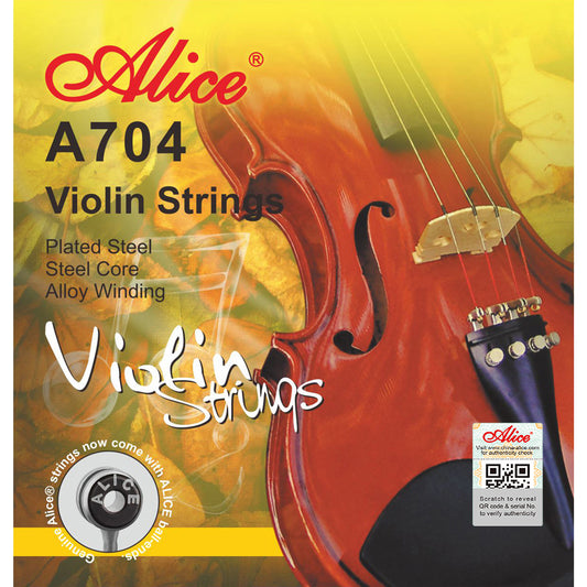 Cuerdas para violín marca Alice, cuerda de acero