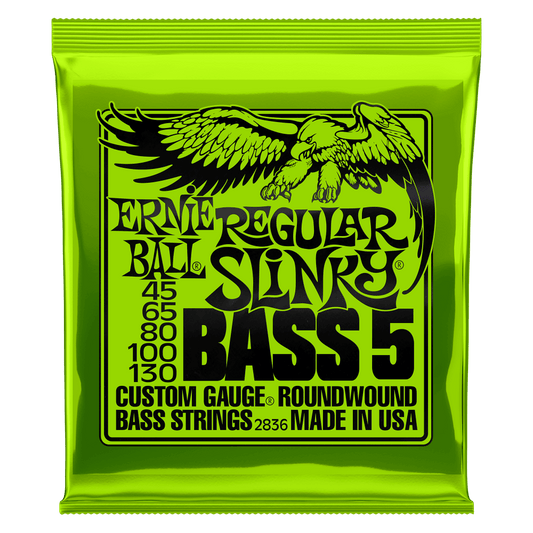 Cuerdas para bajo eléctrico de 5 cuerdas marca Ernie Ball, calibre 45-130