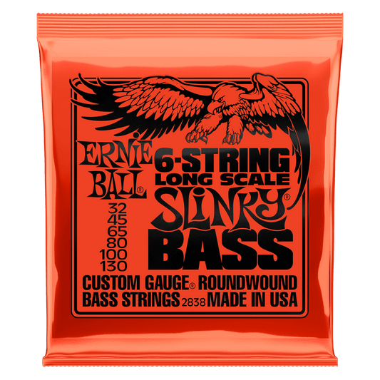 Cuerdas para bajo eléctrico de 6 cuerdas marca Ernie Ball, calibre 32-130