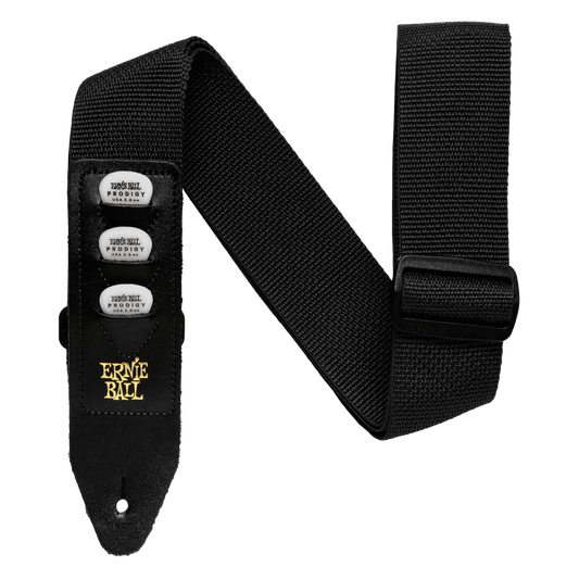 Cincho para guitarra, bajo y regionales marca Ernie Ball serie Pickholder, color negro