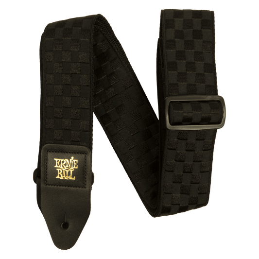 Cincho para guitarra, bajo y regionales marca Ernie Ball serie Jacquard, diseño Black Checkers